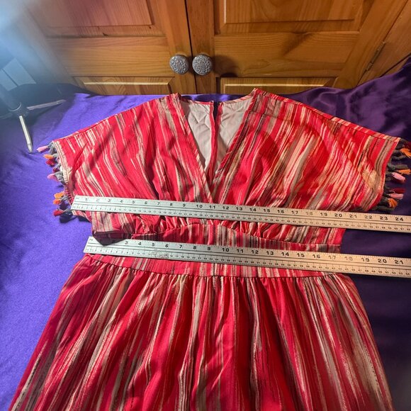 NWOT๐ Breezaya Tasseled Cuff Elastic Waistline Straight Wide Leg Jumpsuit - Picture 13 of 16